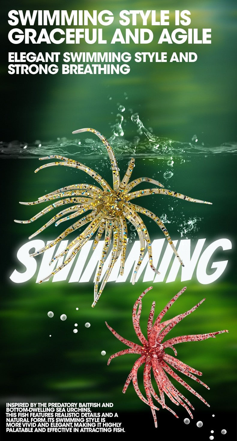 Water Gall Ball Bait Biomimetic Soft Insect Bait Floating Sea Urchin Soft TPE Bait Fake Bait Sea Fishing Black Pit Wild Fishing