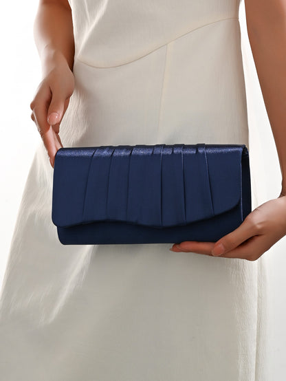 Ladies Dinner Bag Pleated Solid Color Clutch Party Dinner Wedding Light Luxury Envelope Evening Bag for Prom, Dinner/Banquet