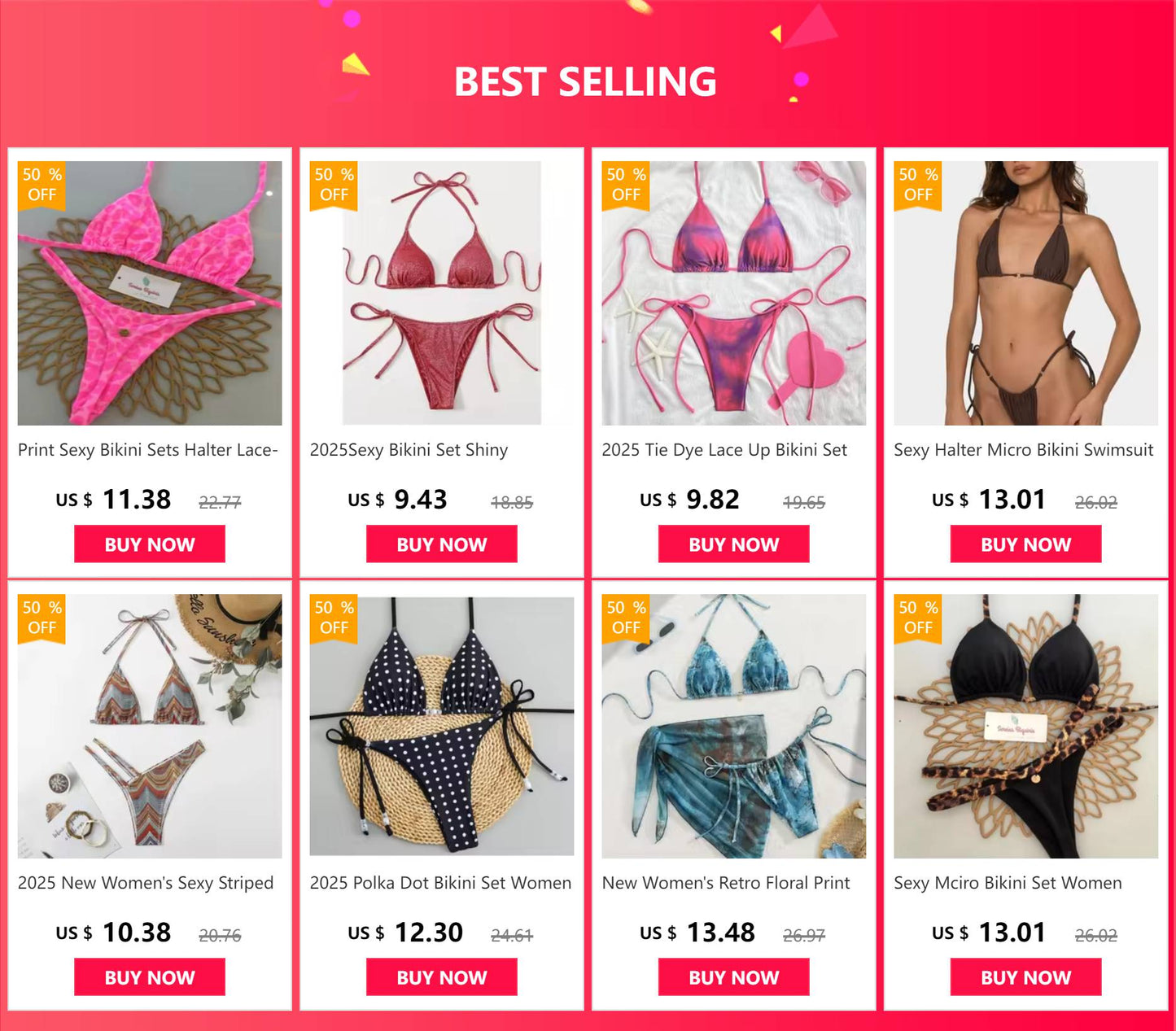 Sexy Halter Bikini Set Women Swimsuit Two-piece Triangle Thong Bathing Suit Brazilian Biquinis Holiday Gathering Swimwear