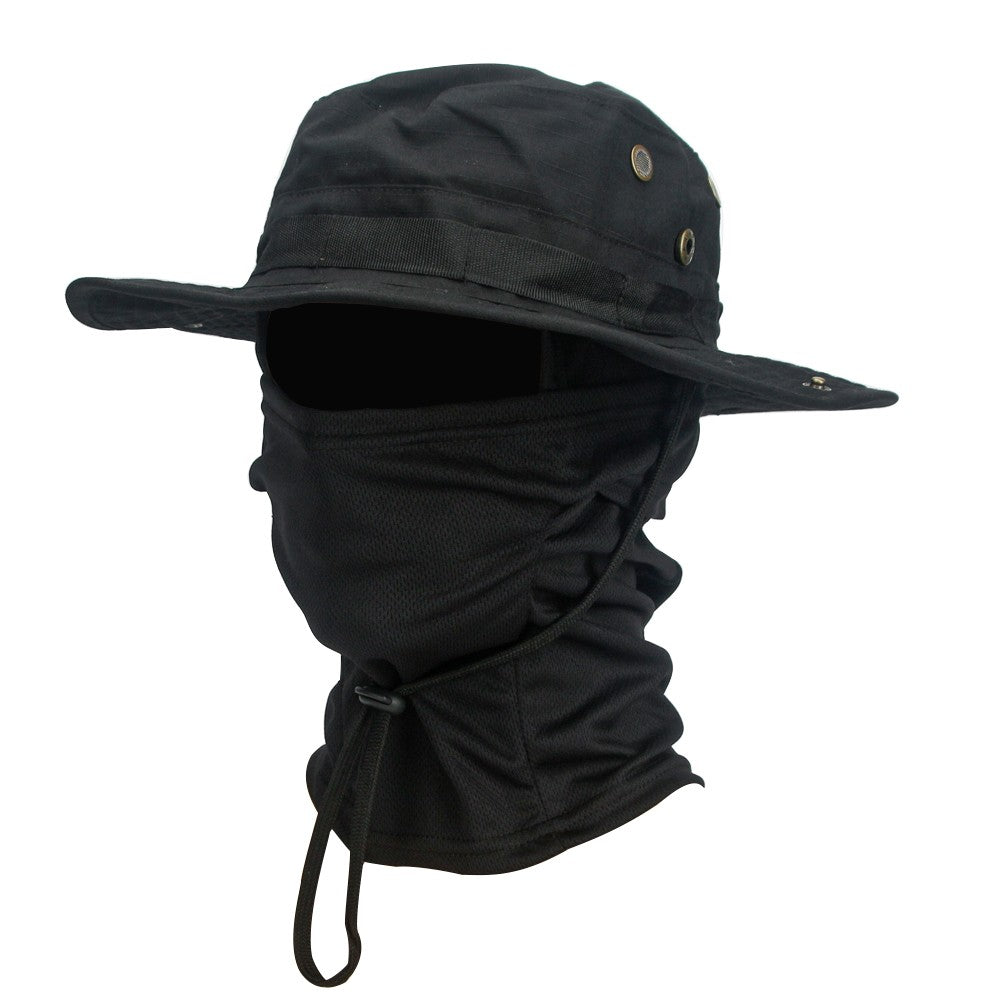Conjunto 2 Peças Balaclava Chapéu de Aba Larga Conjunto Misto Chapéu Boonie Masculino Proteção Solar Caminhada Acampamento Pesca Chapéu de Sol Pescador