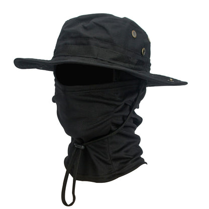 Conjunto 2 Peças Balaclava Chapéu de Aba Larga Conjunto Misto Chapéu Boonie Masculino Proteção Solar Caminhada Acampamento Pesca Chapéu de Sol Pescador