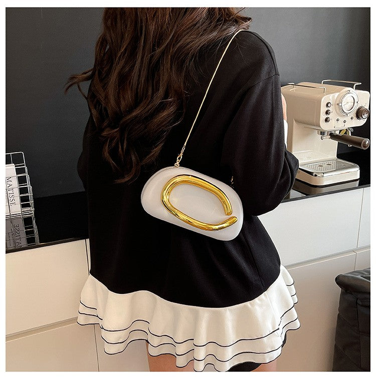 Women's Shoulder Bag, Crossbody Evening Clutch, Chain Design Handbag Purse, Stylish Ladies' Accessory for Parties & Events