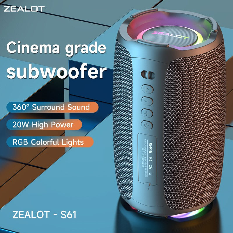 Caixa de Som Bluetooth Zealot-S61, com Proteção à Prova d'Água IPX6 e Graves para Ambiente Externo para Festas no Quintal e na Praia, Alto-falante de 10W