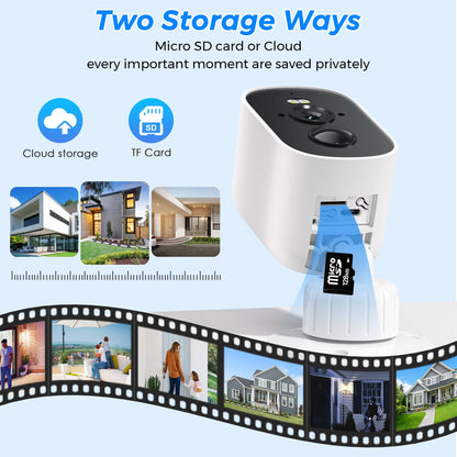 1080P WiFi Camera Solar Outdoor Wireless Battery Powered Bullet Security Camera PIR Motion Alarm Cloud Storage Two Way Audio