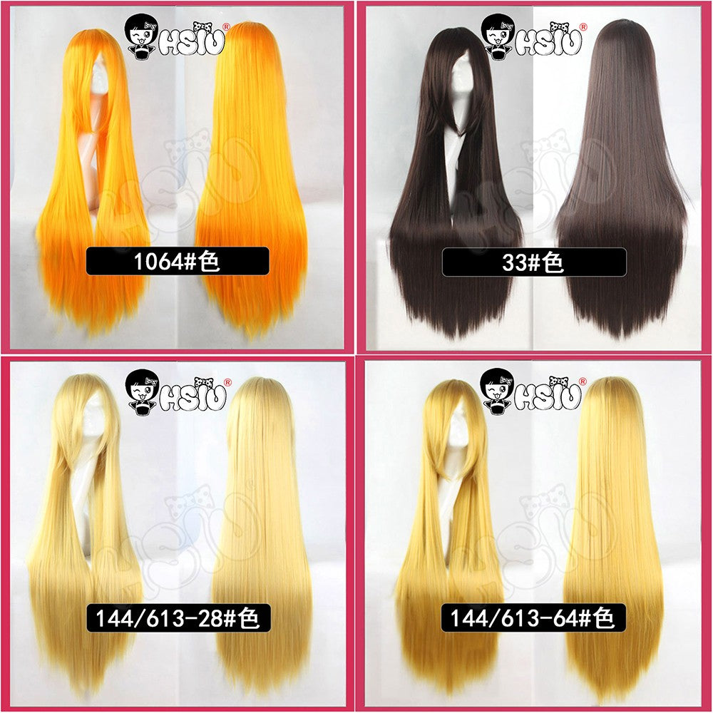 ?HSIU Brand? 80cm Cosplay wig Long 22 color Wig Heat Resistant Synthetic Hair Anime Party wig Fiber synthetic wig+Free wig cap