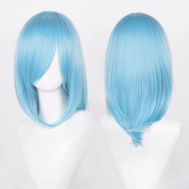 Perucas de Cosplay Multicoloridas 40cm Curtas Retas Masculinas Perucas Sintéticas Resistentes ao Calor para Cosplay de Anime e Festas de Halloween
