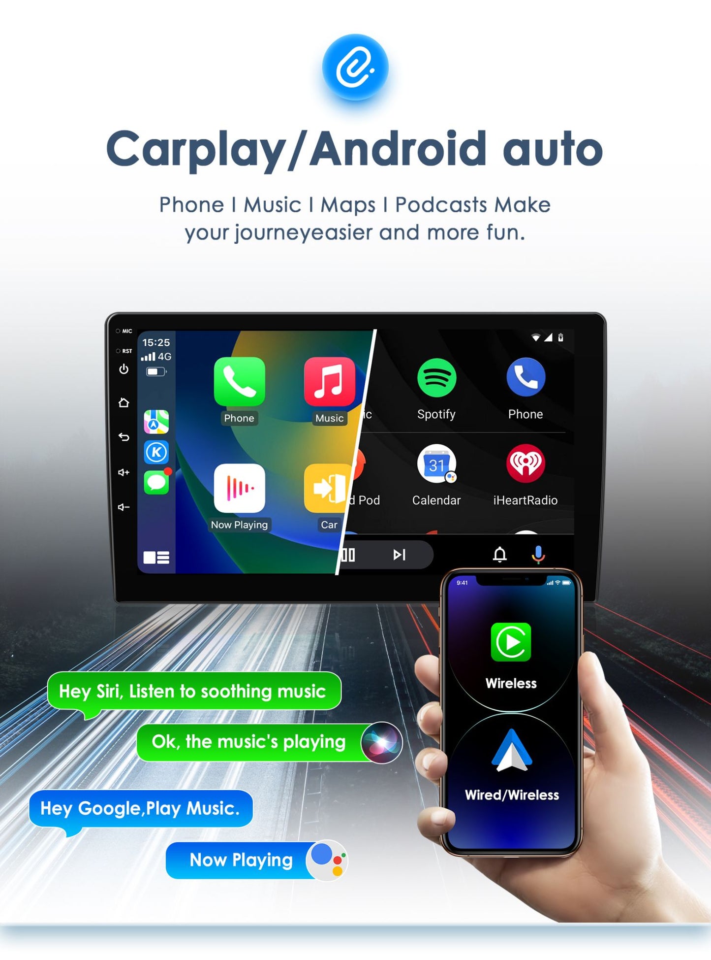 Para Ford Fiesta Mk7 2009-2017 CarPlay sem fio para Apple Android Auto Rádio Automotivo GPS RDS WiFi 4G 8 Núcleos Multimídia Estéreo 2din SWC