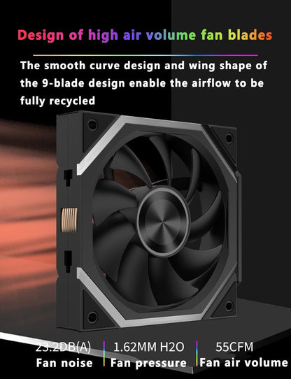 ICE Whale WX-3 Wireless Splicing Fan ARGB Air-Cooled Cooling Accessories 1600RPM 12CM Chassis Fan