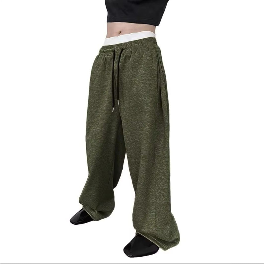 Autumn Men's Baggy Wide-leg Pants Outdoor Jogging Sweatpants Loose Straight Fashion Korean Casual Trousers Streetwear Black Gray