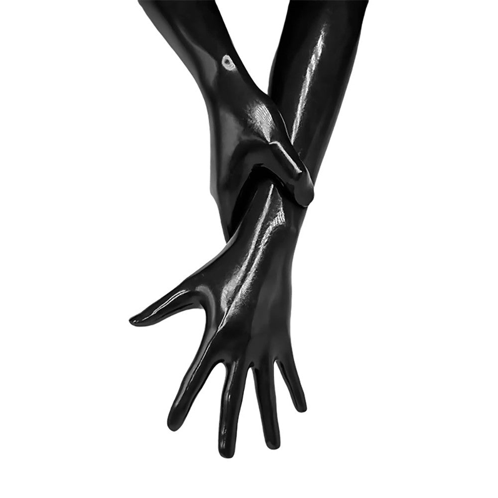 Unisex Natural Latex Black Gloves Rubber Short Gloves Cosplay Costumes Accessory