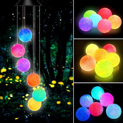 1PC LED Solar Powered Outdoor Solar Round Wind Chime Lamp Garden Lawn Landscape Light Garden Decoration Lights Birthday Gifts