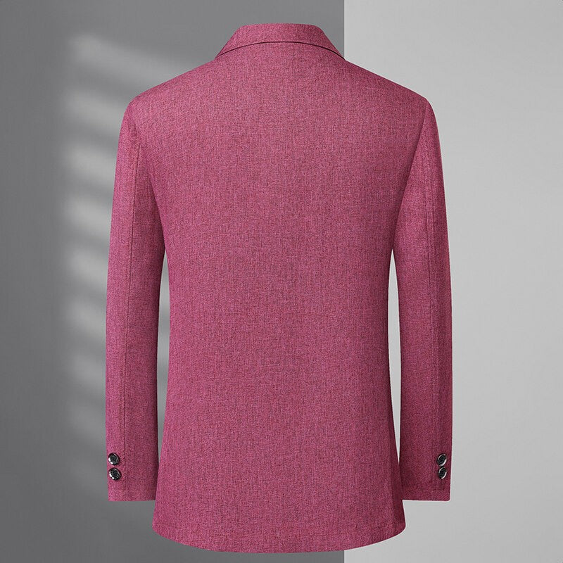 A fashionable and stylish men's sun-protective suit with a linen collar and two buttons, along with a sun-protective jacket