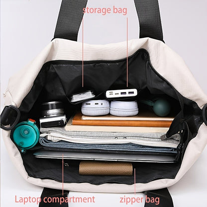 Large Capacity Women's Travel Handbag Multiple Pockets Nylon Travel Sports Shoulder Bag For Women