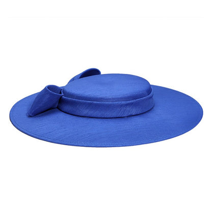 FS Elegante Chapéu de Aba Larga Marfim Feminino Grande Laço Ocasião Formal Kentucky Boné Feminino Casamento Coquetel Festa Fedora de Topo Reto 2024