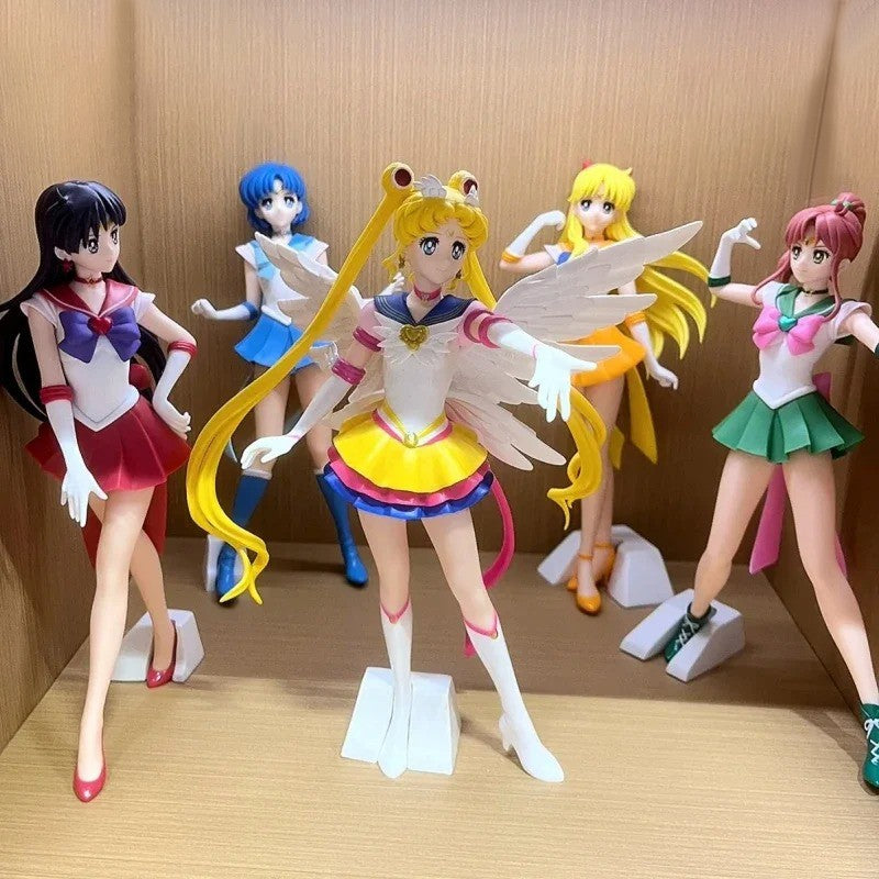 23cm Sailor Moon Anime Figura Marinheiro Marte Mercúrio Júpiter Vênus Saturno Action Figure Modelo Brinquedos Colecionáveis Presente de Aniversário para Crianças