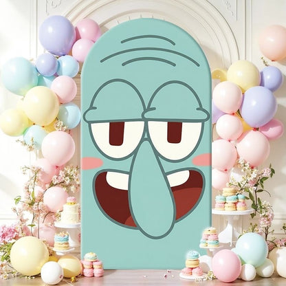 SpongeBob Squidward Patrick Arch Backdrop Cover Cartoon Party Decoration Elastic Fabric Event Photo Background Celebration Decor