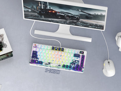 Teclado Mecânico Womier SK80 Gasket Mounted, Teclado Gamer de 81 Teclas 75% com Hot Swap RGB e Tela Inteligente para PC
