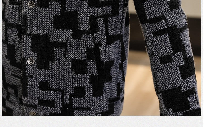 Winter Thicken Warm Wool Blends Jacket Men Fashion Plaid Casual Coat Slim Lapel Streetwear Overcoat Social Men Clothing 2022