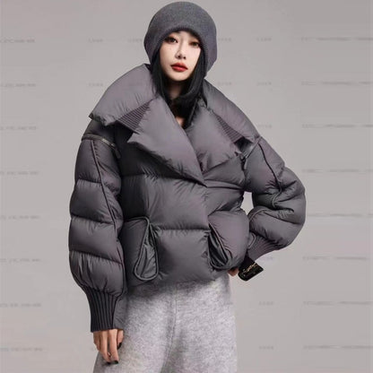 Lagabogy 2025 Winter Puffer Jacket Women Short 90% White Duck Down Coat Female Streetwear Warm Parkas Removable Sleeves Outwear