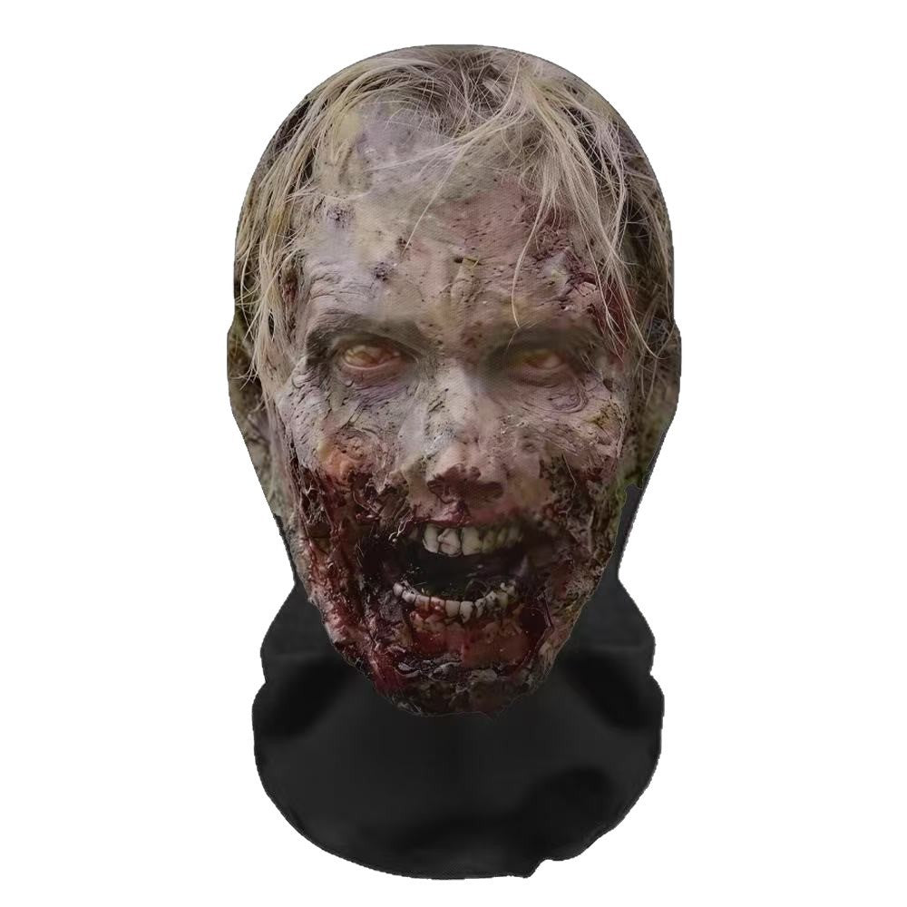 Realistic 3D Horror Skull Zombie Full Face Mask Breathable Mesh Headgear Cosplay Prop for Halloween Party Prank Carnival Costume