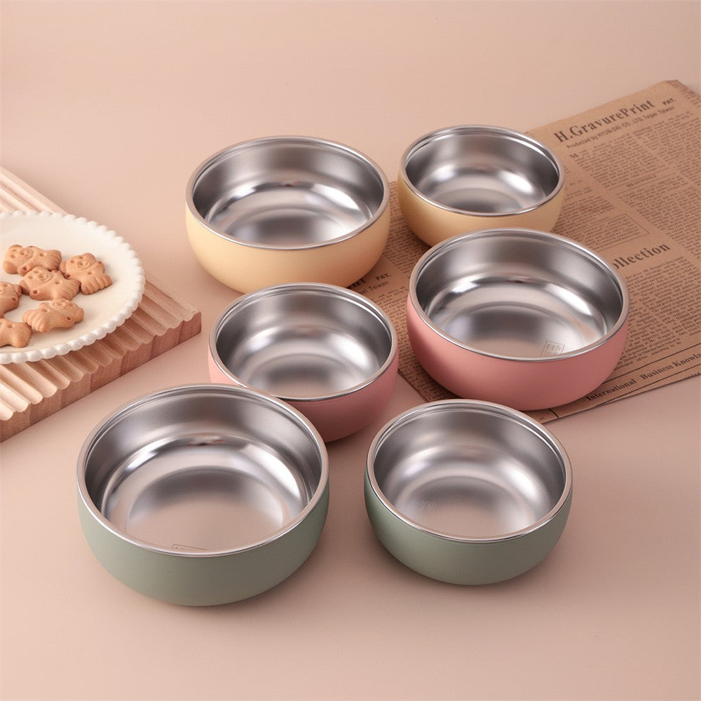 2PCS Baby Feeding Set Stainless Steel Silicone Detachable Bowl Heat Resistant Food Dishes Plate BPA Free Children's Tableware
