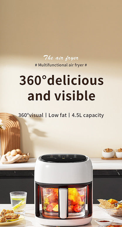 Fritadeira Elétrica Inteligente, Forno de Convecção de Grande Capacidade, Fritadeira Sem Óleo, Cozinha, Assado 360°, Janela Visível, Eletrodoméstico