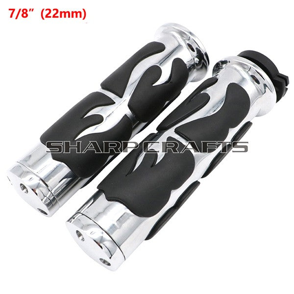 1" 25mm & 7/8'' 22mm Billet Rubber Flame Spike Hand Grips For Harley Honda Kawasaki Suzuki Yamaha  Bikes Cruiser Chopper Custom