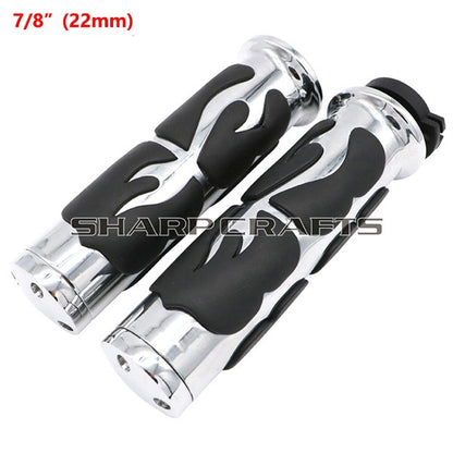 1" 25mm & 7/8'' 22mm Billet Rubber Flame Spike Hand Grips For Harley Honda Kawasaki Suzuki Yamaha  Bikes Cruiser Chopper Custom