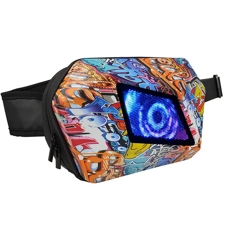 LOY Evil Eye Named Black Crossbody Bag with LED Screen Fashionable Tech-Integrated Stylish Shoulder Bag