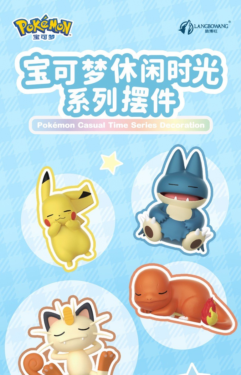 6 Estilos Novos Pokémon Casual Time Pikachu Munchlax Slowpoke Rowlet Meowth Charmander Bonecos Anime Dormindo Brinquedos de PVC Kawaii