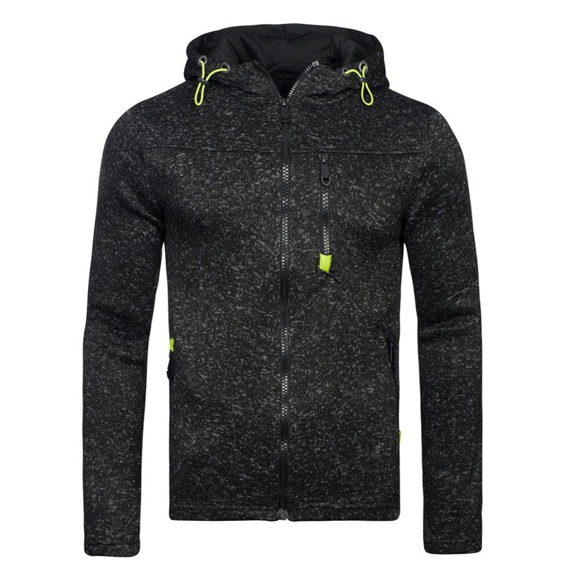 Men's Hoodie with Side Zipper Pockets Thin Wool Solid Color Casual Outdoor Hooded Tracksuit Long Sleeves Slim Hooded Jacket