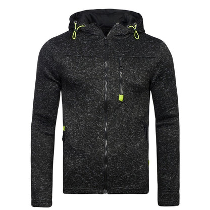Men's Hoodie with Side Zipper Pockets Thin Wool Solid Color Casual Outdoor Hooded Tracksuit Long Sleeves Slim Hooded Jacket