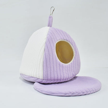 Ninho Quente para Papagaio, Ninho Bonito e Confortável para Pássaros na Cor Amarela, Cama Suspensa, Espesso e Forrado com Lã para o Inverno, Ninho de Algodão para Pássaros Pequenos