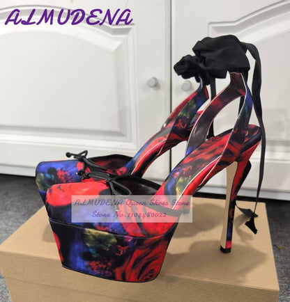 Wooden Pattern Chunky Heel Dress Pumps Black Nude Matte Platform Banquet Shoes Cork Block Heels Striped Footwear Patchwork Heels