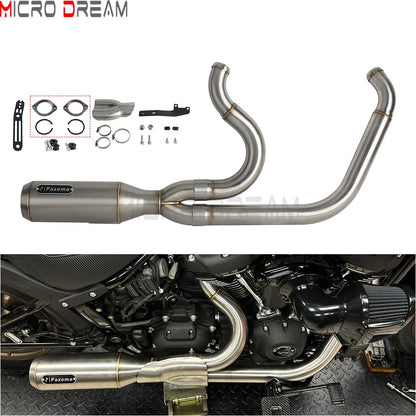 For Harley Softail Low Rider ST FXLRST 117 2025-26 Full Complete Exhaust System Swept-up Muffler Motorcycle Exhaust Pipes 2-In-1