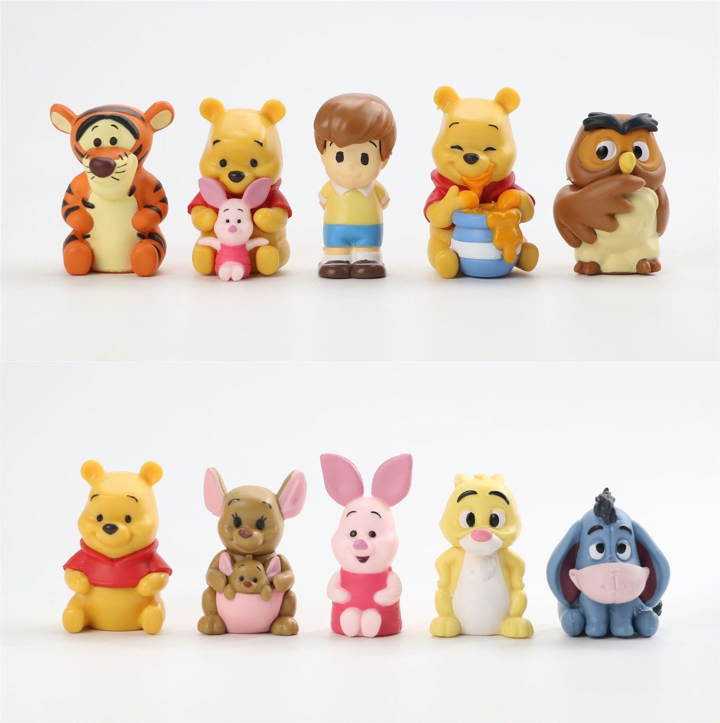 Conjunto de 10 Peças Disney Ursinho Pooh Leitão Tigrão Bisonho Coelho Coruja Anime Bonecos de Ação Coleção de Desenhos Animados Modelo de Boneca Para Crianças