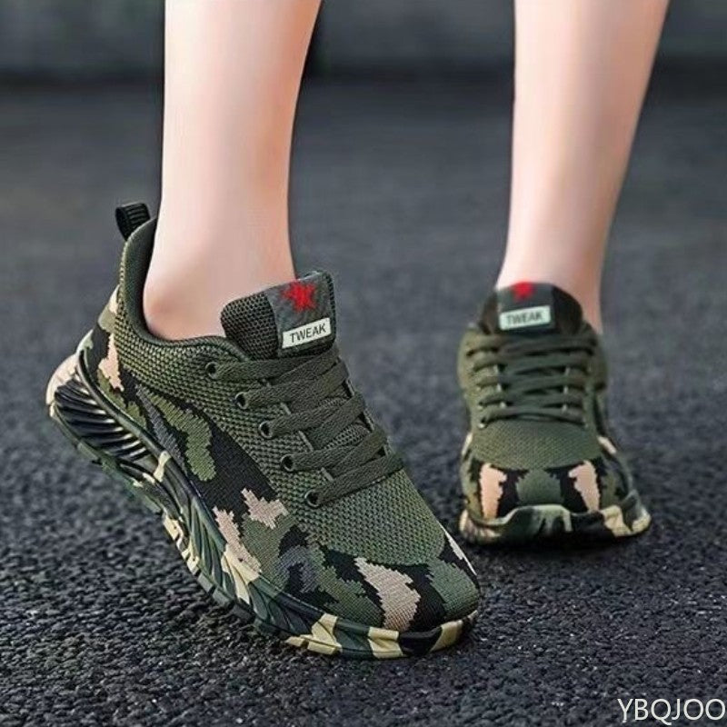 Mesh Camouflage Sports Shoes Men's Durable Casual Shoes Men's Anti Slip Tennis Outdoor Hiking Lightweight Flat Shoes Sneakers