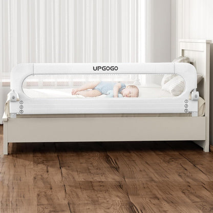 Toddler Folding Bed Rail with Enhanced Safety Anchors, Suitable for Bunk, Full, Queen, King, and Twin Beds (White)