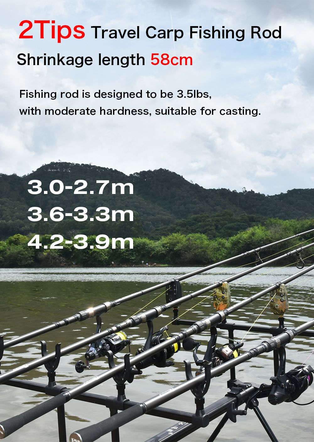 Vara de pesca FELENHAI Traveller Carp Feeder 4.2m 3.6m 3.0m Fibra de Carbono 3.5lb Pesca de surfcasting dura para Spinning Lure