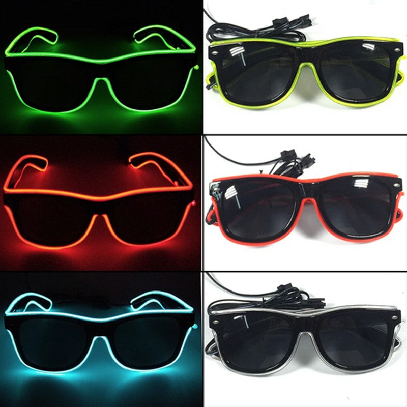 Led Glasses NightClub Masquerade Concert Club Neon Accessories Cool Vogue Flashing LED Futuristic Glasses Men Metal Cool Glasses