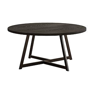 Large Round Dining Table for 6-8,Wooden Dinner Table with Heavy Duty Metal Pedestal Base,for Kitchen Living Room, 59 Inch, Black