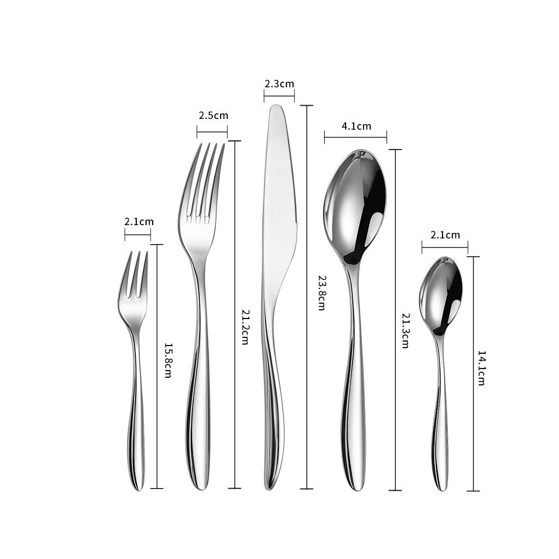 5Pcs 304 stainless steel tableware set steak knife fork cutlery set restaurant kitchen Home commercial high-end dinnerware