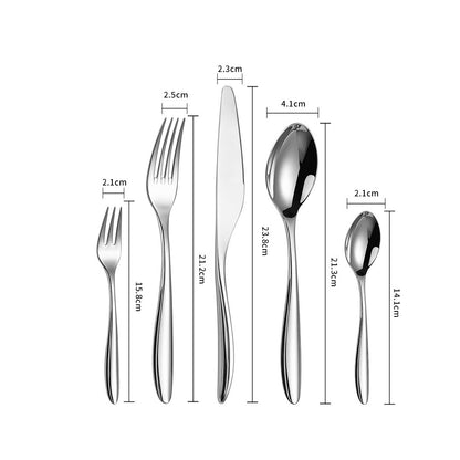 5Pcs 304 stainless steel cutlery set steak knife and fork Hotel restaurant kitchen Home commercial high-end dinnerware