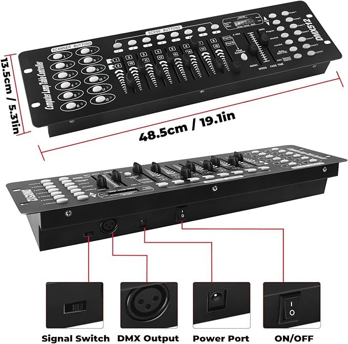 U`King DMX 512 Controller 192 Channel DMX Console Stage Light Console For Party DJ Disco Lights Show Night Club