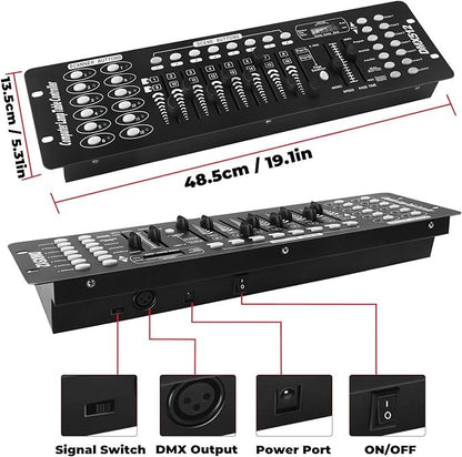 U`King DMX 512 Controller 192 Channel DMX Console Stage Light Console For Party DJ Disco Lights Show Night Club