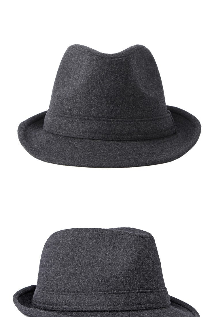 Gentleman Hat Men's British Style Retro Simple Pure Color Wool Top Hat Men's Casual Jazz Hat
