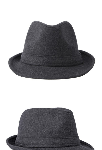 Gentleman Hat Men's British Style Retro Simple Pure Color Wool Top Hat Men's Casual Jazz Hat