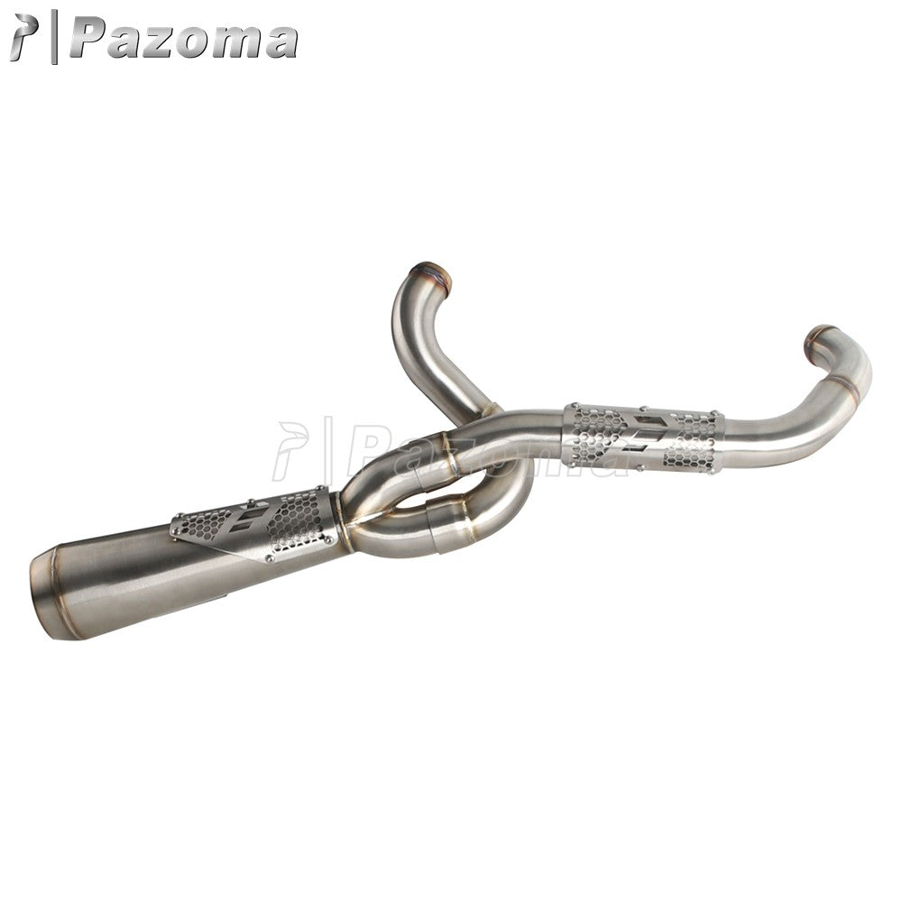 Pazoma 2-in-1 Exhaust Muffler Motorcycle Stepped Exhausts System For Harley Dyna Low Rider Street Fat Bob Super Wide Glide 06-17