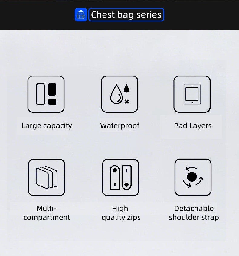 HK Anti-theft Men's Shoulder Bag Waterproof Chest Crossbody Bag with USB Oxford Leisure Satchel Multi-Pockets Sling Bag for Male