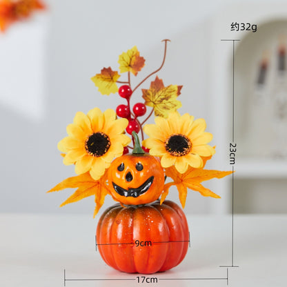 Autumn Theme Party Decor Sunflower Maple Leaf Ornaments Thanksgiving Day Bonsai Harvest Festival DIY Happy Halloween Day 2025
